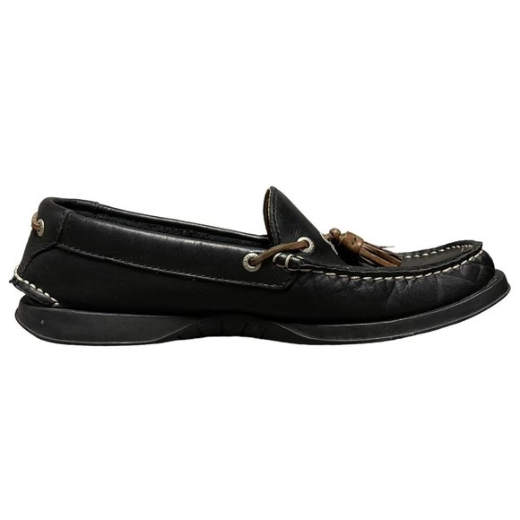 Tommy Bahama Black Brown Leather Square Toe Tassel Boat Loafers Mens Size 7 M Tommy Bahama Black Brown Leather Square Toe Tassel Boat  main image 4